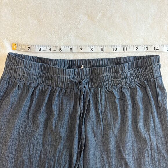 Womens Lightweight Gray High Rise Blue Cargo Pants WideLeg SizeL Elastic Waist - Picture 6 of 8